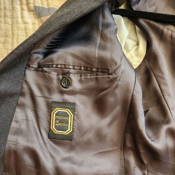 Vintage ZENIO collezione   double-breasted virgin wool blazer mens Sz 40L - Picture 8 of 13